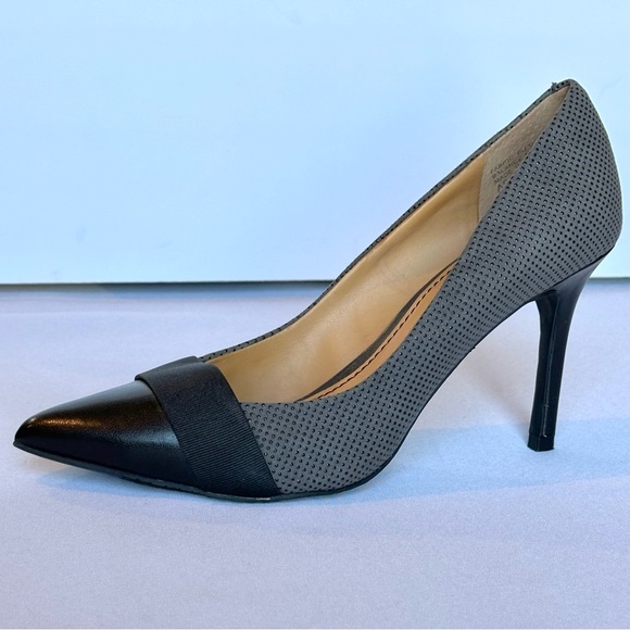 AUDREY BROOKE Womens Heels Abbie Embossed Gray Black Polka Dot 3.5” Heel Size 7 - Picture 6 of 16